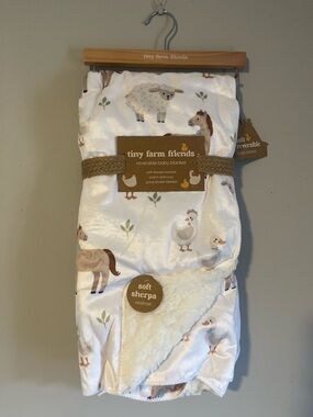 Soft Sherpa Tiny Farm Friends Reversible Baby Blanket